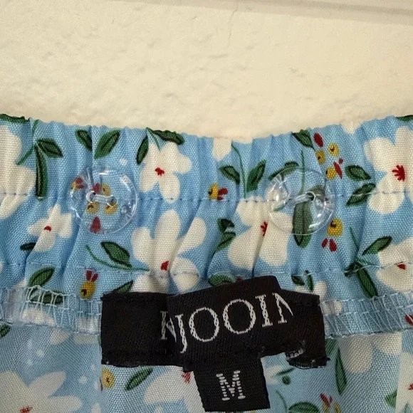 Light Blue Floral A-Line Maxi Skirt with Ruffle Hem - Picture 4 of 5